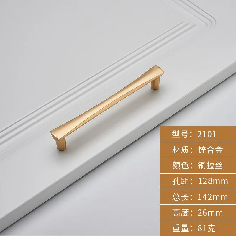 Brushed Zinc Alloy Door Handle – Simple Single Hole Design coppery-128 Handles
