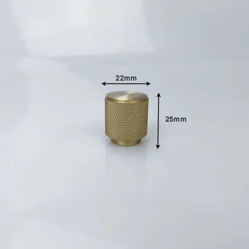 Knurled Gold Brass Cabinet Knobs – Drawer Knobs and Wardrobe Handles for Kitchen and Furniture 22x25mm Knob